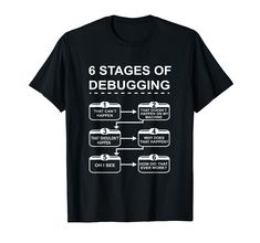 PRICES MAY VARY. Funny design for developer, hacker, coder and programmer that do programming, coding, debugging table, hacking coffee powered every day. If you study information technology or science, tell them about the bits and bytes. Do Java, Python or HTML as nerd This 6 Stages of Debugging graphic Programming Computer Science Tee is a perfect design for Men, Women, Mom, Dad, Grandma, Grandpa, Sister, Brother, Friends and Kids on Birthday, Christmas, Carnival, Halloween and any other costum Carnival Halloween, Christmas Carnival, Science Tshirts, Casual Athletic, Information Technology, Computer Science, Workout Tops, Tshirt Colors, Funny Design