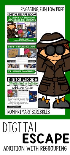 the digital escape poster with instructions for using it to teach children how to use technology