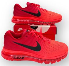 Nike  Air Max 2017  Rare Crimson Red Colorway Reflective Shoes  849559-602 ++Mens Size 8.5++ New and Unworn  Fast Shipping Nike Air Max 90s, Nike Air Max 2017, Air Max 90s, Reflective Shoes, Yellow Sneakers, Rare Sneakers, Nike Nfl, Crimson Red, Nfl Football