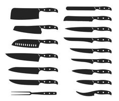 a set of different types of knives