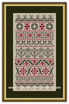 Christmas Band Sampler Counted Cross Stitch Pattern from Happiness Is HeartMade Cross Stitch Pattern Christmas, Cross Stitch Sampler Patterns, Vintage Christmas Decor, Needlework Patterns, Vintage Cross Stitches, Cross Stitch Samplers, Cross Stitch Patterns Christmas, Dmc Floss, Back Stitch