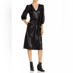 Nwt House Of Harlow 1960 Button Front Belted Faux Leather Shirt Dress Size M Black; New With Tag; Ultra Soft Faux Leather Button Front Dress With Front Tie Belt From House Of Harlow 1969. Long Line Midi Shirt Dress With Ruched Detail On Center Front Pair This Dress With Your Favorite Boots Or Heels. Removeable Belt Strap 3/4 Sleeve With Elastic Cuffs. V Neck. Two Side Seam Pockets. Button Front Closure. Size M Approximate Measurements: Chest: 17" Underarm To Underarm Length: 43" Neck Seam To Hem Nadia Bjorlin, Navy Velvet Dress, Faux Leather Shirt, Flower Midi Dress, Leather Shirt Dress, 1960 Dress, Sheer Midi Dress, Leather Midi Dress, Revolve Dresses