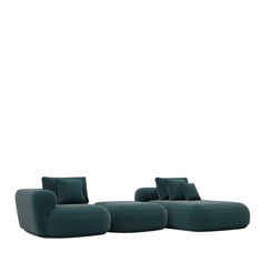 two green couches sitting next to each other