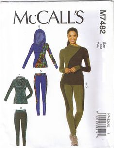 a woman's top, pants and hoodie sewing pattern from mccall's