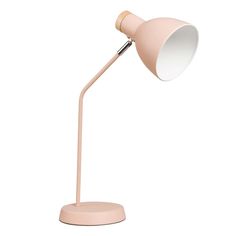 a pink desk lamp on a white background