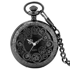 ❗ Steampunk Styler Exclusivity❗ Be more elegant & better respected ✨ Wear a unique designed pocket watch 💎 Inner face includes golden accents and numbering Perfect gift to offer to your loved one 🎁 Free Shipping & 100% Money-Back Guarantee Limited quantity, first come, first served ⏳ Discover the fascinating details of the Steampunk Golden Cogs Pocket Watch. A pocket watch with golden wheels that offer a new touch to the steampunk style. Product Features 📝 Material: stainless steel, more than Black Steampunk Watch As Gift, Steampunk Black Watch As Gift, Steampunk Black Watch As A Gift, Black Steampunk Watch As A Gift, Steampunk Black Watch For Gift, Black Vintage Stainless Steel Pocket Watch, Vintage Black Stainless Steel Pocket Watch, Black Metal Pocket Watch As Gift, Vintage Black Pocket Watch Gift