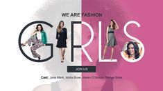 an advertisement for girls's clothing is shown in pink and grey colors with the words, we are fashion girls