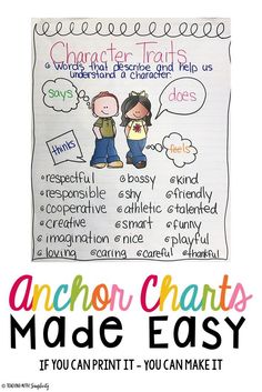 an anchor chart made easy for students to use in their writing and crafting projects