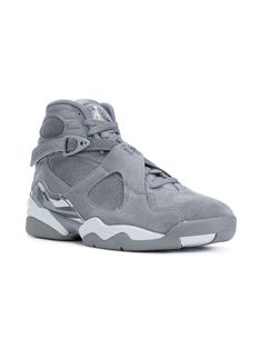 Find JORDAN Air Retro 8 Sneakers on Editorialist. grey leather padded ankle side buckle fastening front lace-up fastening almond toe chunky rubber sole Jordan Air Retro, Air Jordan Retro 8, Air Jordan 8 Retro, Jordan Shoes Retro, Custom Nike Shoes, Shoes Retro, Tenis Nike, Fresh Sneakers, Jordan 8