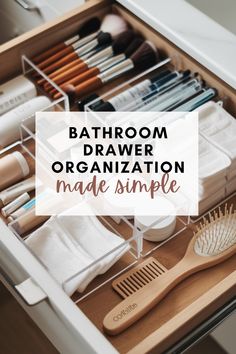 bathroom drawer organization made simple with text overlay