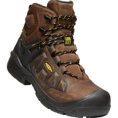 1021467 KEEN Men's Dover Safety Boots - Dark Earth/Black Rugged Waterproof Slip-resistant Boots For Sports, Brown Slip-resistant Waterproof Boots For Sports, Brown Waterproof Slip-resistant Boots For Sports, Slip-resistant Waterproof Brown Boots For Sports, Impact Resistant Gore-tex Winter Boots, Rugged Gore-tex Hiking Boots For Safety, Outdoor Waterproof Boots With Impact Resistance And Secure Fit, Outdoor Waterproof Boots With Secure Fit, Functional Leather Waterproof Safety Boots