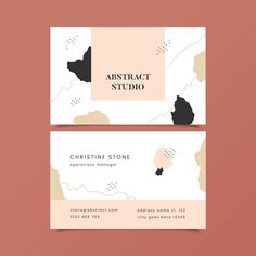 a business card with an abstract design on the front and back, in pink tones