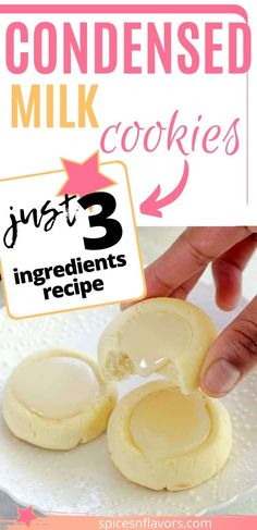 the ingredients to make cookies are shown in this image with text that reads, just 3 ingredients