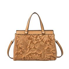 "This Mellow World Salome floral satchel is perfect for daily use with a vintage touch. This Mellow World Salome floral satchel is perfect for daily use with a vintage touch. Watch the product video here. Embossed floral design Removable crossbody strap 8.5""H x 12.5""W x 4""D Handle: 5.5'' drop Crossbody strap length: 18.5"" to 20"" Removable/adjustable crossbody strap Zipper closure Gold-tone plating Interior: 2 slip pockets and 2 zip pockets Exterior: 1 zip pocketCONSTRUCTION & CARE Body: Daily Use Floral Print Satchel Shoulder Bag, Daily Use Floral Print Shoulder Satchel, Floral Print Top Handle Bag For Travel, Floral Print Tote Satchel For Daily Use, Leather Top Handle Bag With Floral Print, Beige Floral Print Satchel Shoulder Bag, Beige Floral Print Crossbody Shoulder Bag, Floral Print Shoulder Satchel For Travel, Floral Print Satchel Shoulder Bag