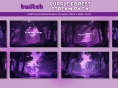 the purple forest stream pack is shown in four different stages, including 4x4 animation screens