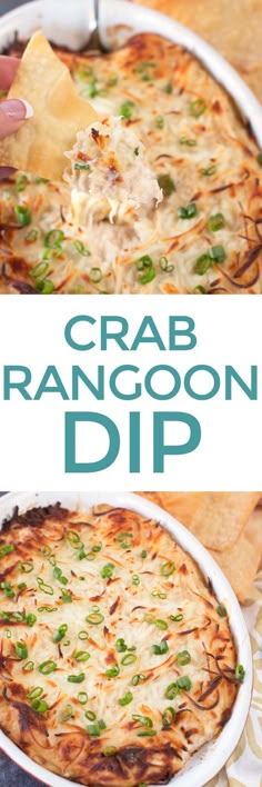 crab rangoon dip is an easy appetizer that's ready to be eaten