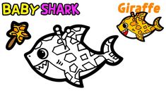 an image of baby shark and giraffe coloring pages