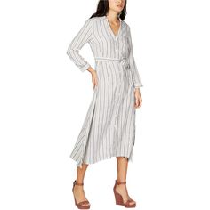 Step Into A Realm Of Sophistication And Charisma With The I-N-C Womens Striped Shirt Dress. Meticulously Designed, This Piece Effortlessly Marries The Classic Charm Of Stripes With The Modern Allure Of The Shirt Dress Silhouette. Made With A Blend Of 55% Linen And 45% Rayon, It Promises Breathability Paired With Undying Style. But That's Not All. Its Point Collar, Long Sleeves, And Tasteful Belt And Button Accents Elevate The Dress To A League Of Its Own. Perfect For Those Casual Outings Or Spec Elegant V-neck Relaxed Fit Shirt Dress, Elegant Rayon Shirt Dress For Daywear, V-neck Viscose Shirt Dress For Summer, Spring Brunch Shirt Dress With Relaxed Fit, Spring Brunch Relaxed Shirt Dress, Spring Brunch Relaxed Fit Shirt Dress, Elegant V-neck Beach Shirt Dress, Elegant V-neck Shirt Dress For Beach, Chic Fitted Rayon Shirt Dress