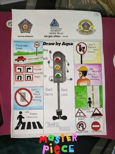 a poster with instructions on how to use the street lights in different directions and colors