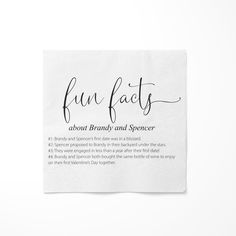 a napkin with the words fun eats on it and an image of a handwritten poem