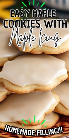 homemade maple cookies with maple icing on a plate