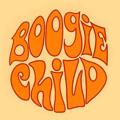 the words boogie blib are in orange letters on an orange background,