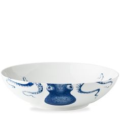 Blue Lucy  Wide Serving Bowl - Caskata Blue And White Dinnerware, Elegant Plates, Seattle Kraken, Blue Dinnerware, Octopus Design, White Dinnerware, Lovely Creatures, Tableware Collection, Puget Sound