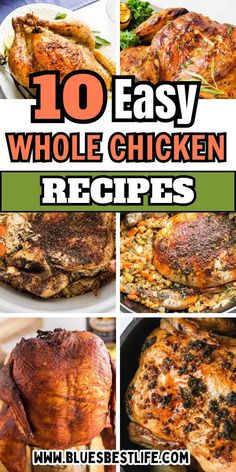 A collection of whole chicken recipes for dinner. Bake Whole Chicken In Oven Recipes, Whole Chicken Rub Recipes, Oven Baked Whole Chicken, Whole Chicken In The Oven, Whole Chicken In Oven, Baked Whole Chicken, Chicken Rub Recipes, Bird Recipes, Instant Pot Air Fryer