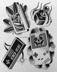 some old school tattoo designs that i have done for my friend's wallpaper