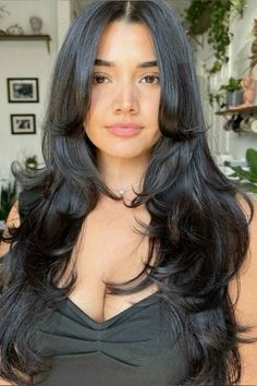 Thick Hair Styles Long, Layers For Thick Hair, Hair Styles Long Hair, Bridemaids Hairstyles, Hair Layers, Haircut Inspo, Long Shiny Hair, Black Hair Balayage