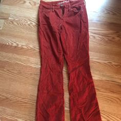 Red Corduroy Flared Jeans Size 00 Never Worn Red Jeans, Flared Jeans, Jeans Color, Universal Thread, Costume Design, Colored Jeans, Lady In Red, Flare Jeans, Jeans Size