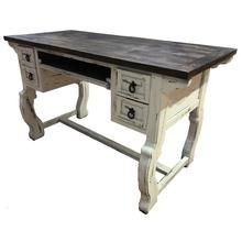 an old wooden desk with two drawers on one side and a drawer on the other