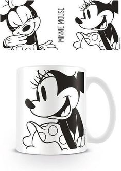 a mickey mouse mug with the same image as it appears to be in black and white