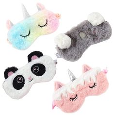 PRICES MAY VARY. Cute animal sleep mask set: this sleep mask can block the light from gap, to provide a better shading effect; Each piece has an individual packing, convenient to store and carry. Size(Approx.):20cm x 8cm /7.87" x 3.15". Soft and comfortable material: made of polyester fabric and sponge, washable, lightweight and soft, help relieve eye nerve and vascular pressure, help to eliminate fatigue, improve sleep environment. Soft elastic straps: the sleeping mask with soft elastic bands Blindfold Games, Cute Sleep Mask, Unicorn Eyes, Sloth Sleeping, Sleep Masks, Cute Pajama Sets, Cute Snacks, Plane Travel