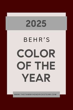 the logo for behrr's color of the year, which is red and gray