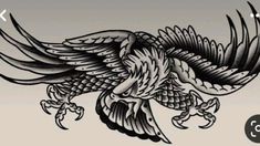 an eagle tattoo design on the back of a woman's arm, with black and white