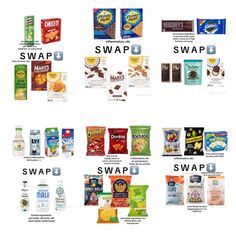 an advertisement with different types of snacks on it