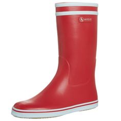 Aigle Malouine Rain Boot - Eu 40 (Men 7.5, Women 9.5) Natural Rubber Rain Boot Featuring Superior Comfort And Waterproof Protection. Features: * Natural Rubber Upper * Patented Double Horizontal Rubber Lines For A Better Hand Grip * Molded Aigle Logo Patch At Side * Poly Cotton Lining For Added Comfort * Removable Cotton Insole * Natural Rubber Outsole For Maximum Traction * Circumference: 14” * Shaft: 11” * Made In France Product Guarantee: 100% Authentic And Brand New With Tags. Rain Boot, Natural Rubber, Rubber Rain Boots, Made In France, Patch Logo, Rain Boots, Bootie Boots, Red White, Red And White