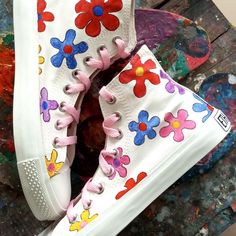 "⭐ FREE SHIPPING ⭐ Step into the world of art with these flower painting high top sneakers! Perfect for teen girls with a love for creativity, these sneakers make for a great gift idea for a daughter's birthday or for a niece's special occasion. These artistic sneakers not only offer a unique and personalized touch but also offer both comfort and style for any casual occasion, whether it be a teen girls' trip or a day out with friends. Available in a range of shoe sizes for both kids and adults, Cute White High-top Sneakers For Spring, Trendy Multicolor High-top Sneakers For Summer, Pink Canvas High-top Sneakers For Spring, Casual Pink Sneakers For Gift, Funky High-top Sneakers For Spring, Hand Painted Pink Sneakers For Spring, Trendy Multicolor High-top Sneakers For Spring, Artistic Multicolor Sneakers For Summer, Artistic White Sneakers For Spring