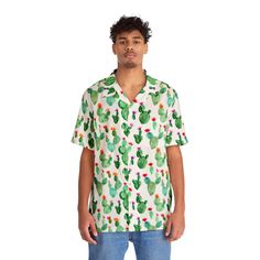 "Nothing says \"I love summer\" like a Hawaiian shirt, and now, you can make this iconic garment even better by adding your own art to it. Made to have a boxy fit and a notch lapel collar that are perfect for any laidback scenario, these shirts come with a handy chest pocket and a 95% polyester and 5% spandex fabric for silky comfort.  .: Material: 95% polyester, 5% spandex .: Sewn-in label .: Medium fabric (7.23 oz/yd²(245 g/m .: Boxy fit .: Chest pocket" Green Camp Collar Shirt For Summer, Spring Green Relaxed Fit Camp Shirt, Spring Green Camp Shirt With Graphic Print, Green Graphic Print Camp Shirt For Spring, Printed Relaxed Fit Collared Camp Shirt, Green Relaxed Fit Collared Camp Shirt, Relaxed Fit Hawaiian Shirt With Graphic Print For Spring, Green Hawaiian Shirt With Camp Collar, Casual Shirt With All Over Print And Spread Collar