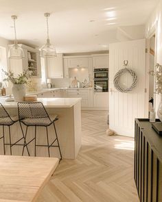 the kitchen is clean and ready to be used as a dining room or living room