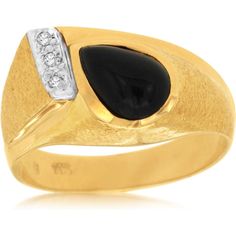 Royal 14K Yellow Gold Men's Onyx & Diamond Ring - Timeless Elegance Luxury Yellow Gold Onyx Ring, Luxury Timeless Onyx Jewelry, Formal Black 14k Stamped Signet Ring, Classic Black Hallmarked Diamond Ring, Classic Hallmarked Black Diamond Ring, Heirloom Black Signet Ring For Formal Occasions, Formal Black Diamond Ring Stamped 14k, Classic Black Diamond Ring Stamped 14k, Onyx Diamond Ring