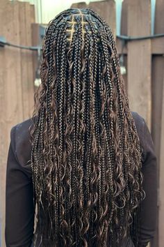 Long Curly Braids, Full Braids, Brown Braids, Boho Braided Hairstyles, Black Kids Braids Hairstyles, Double Drawn Hair, Wave Texture, Goddess Braids Hairstyles