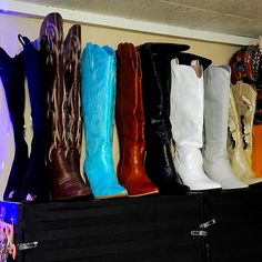 Selling Individually 2/3/4/5 Never Worn Out #1 Black Have Cap Toe Are Soft Knee Boot Size 7 #2 Brown Over Knee Boots With Design Never Worn 8 #3 Turquoise Blue Boots Never Worn 7.5 #4 Brown Knee High Never Worn 8 #5 Black Over Knee High Boots Never Worn 8 #6 White Knee High, Worn A Couple Of Times 8 #7 Light Denim Boots Worn A Couple Of Times, Abit Dirty 7.5 #8 Butterfly Tan Boots Worn A Couple Of Times 8 Brown Over Knee Boots, Over Knee High Boots, Tall Western Boot, Brown Corset, Brown Leather Riding Boots, Over Knee Boots, Leather Knee Boots, Platform Heels Boots, Denim Boots