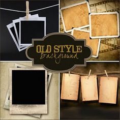 old style background with frames and photos