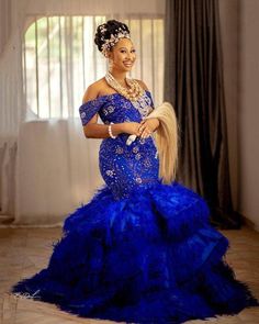 55 Birthday, Nigerian Wedding Dresses Traditional, Royal Blue Evening Dress, Nigerian Wedding Dress, Igbo Bride, Jackie Aina, African Traditional Wedding Dress, African Wedding Attire, Dress Engagement