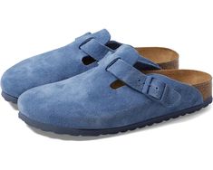 Women's Birkenstock Boston Soft Footbed - Suede | Zappos.com Birkenstock Boston Soft Footbed, Elemental Blue, Boston Soft Footbed, Birkenstock Women, Suede Fashion, Birkenstock Boston, Zermatt, Birkenstock Boston Clog, Shoe Insoles