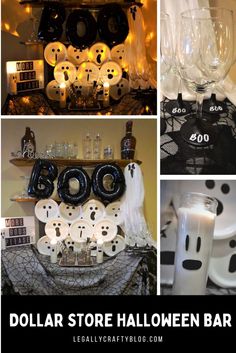 a collage of photos with black and white items on display in front of the camera