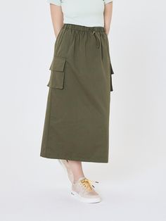 Composition : COTTON 100%Country of Origin : KOREA Spring Long Cargo Skirt With Pockets, Summer Khaki Cargo Skirt With Side Pockets, Khaki Skirt With Pockets, Khaki Midi Skirt With Pockets, Long Cotton Cargo Skirt With Side Pockets, Green Utility Mini Skirt, Summer Khaki Cargo Skirt With Pockets, Khaki Long Skirt With Pockets, Khaki Wide Leg Skirt With Pockets