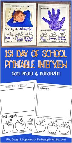 the first day of school printable interview and handprint activity for children to use